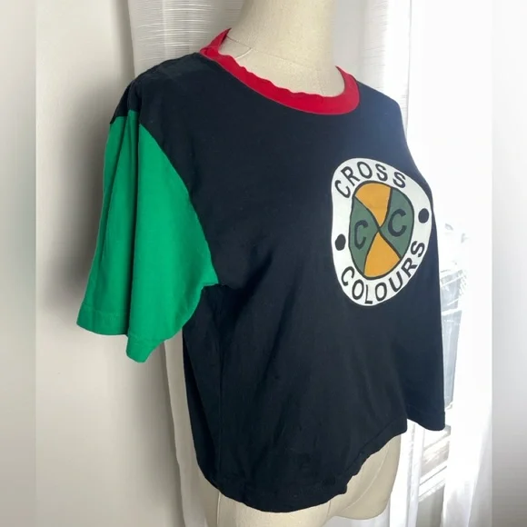 Vintage Y2K Cross Colours "Ya Dig" Colorblock Hip-Hop T-Shirt Size Medium - Picture 4 of 9